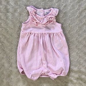 Ralph Lauren Pink Gingham Romper Ruffle White